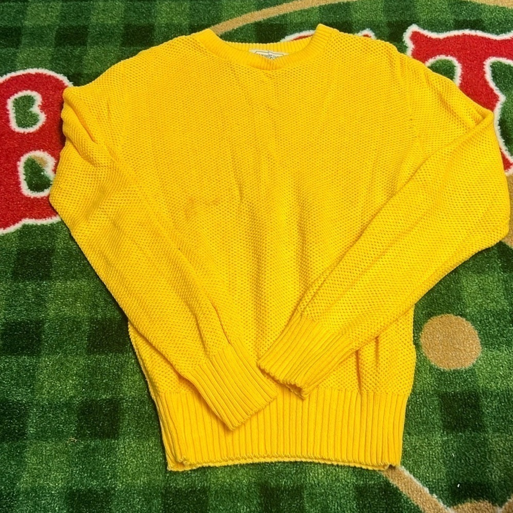 American Eagle Men's Knit Sweater Medium Gold Long Sleeve Pullover USA